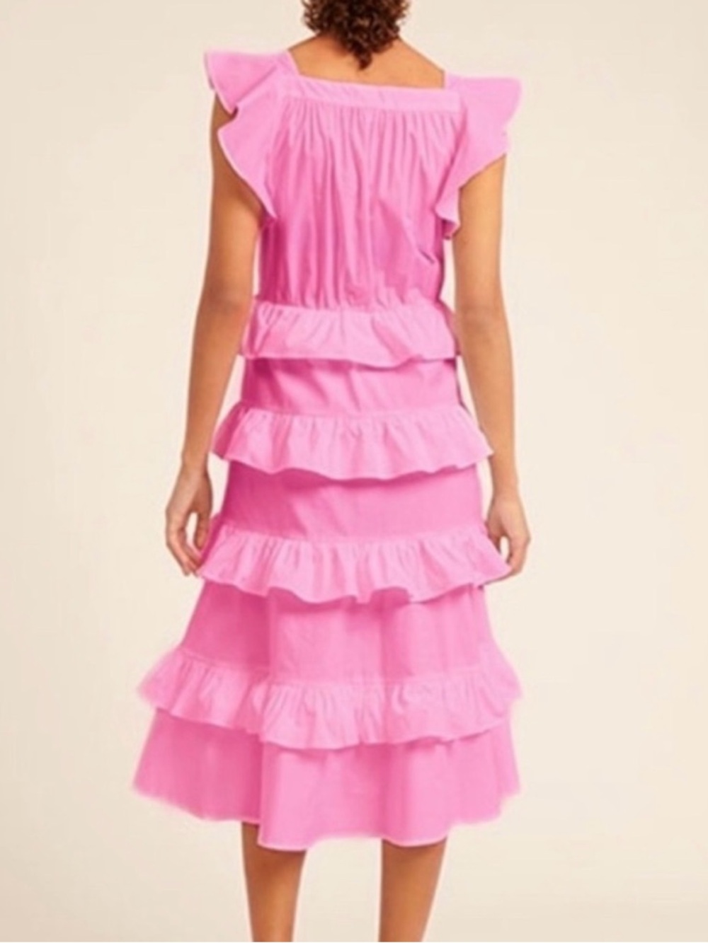 Rachel Parcell by Anthropologie Cotton Tiered Ruffle Midi Sundress Orchid Pink - Picture 2 of 11